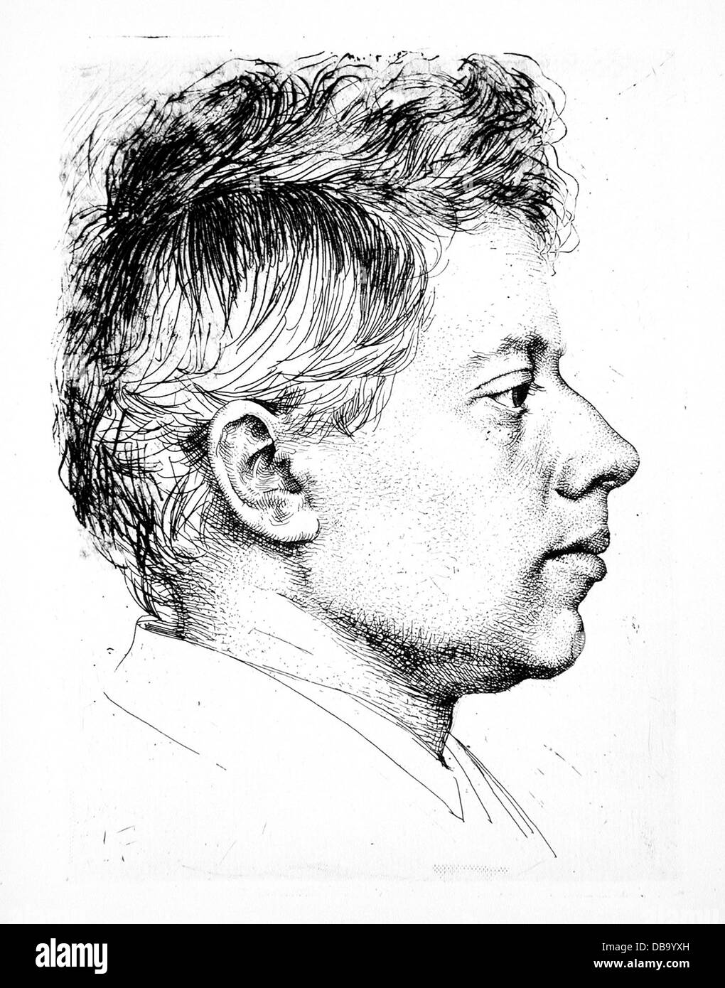 Questo ritratto di Peter Halm cattura la somiglianza di un'importante figura storica. È un pezzo significativo all'interno della collezione del Los Angeles County Museum of Art, che rappresenta la ritrattistica nell'arte europea. Il dipinto utilizza olio su tela per fornire una rappresentazione dettagliata delle caratteristiche di Halm, offrendo approfondimenti sul suo abbigliamento e sullo stile del tempo. Foto Stock