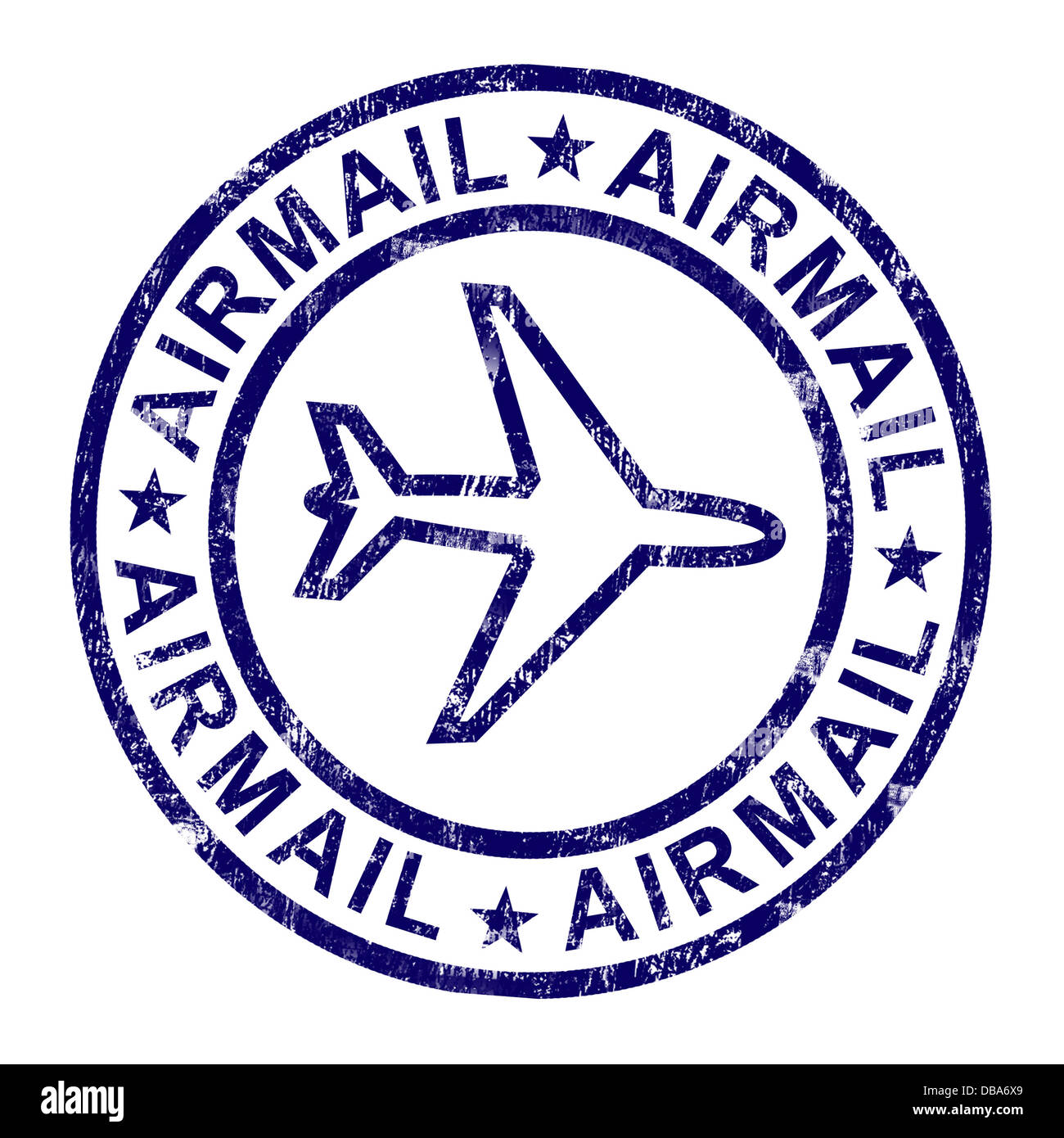 Timbro del servizio di posta aerea internazionale mostra la consegna della posta Foto Stock