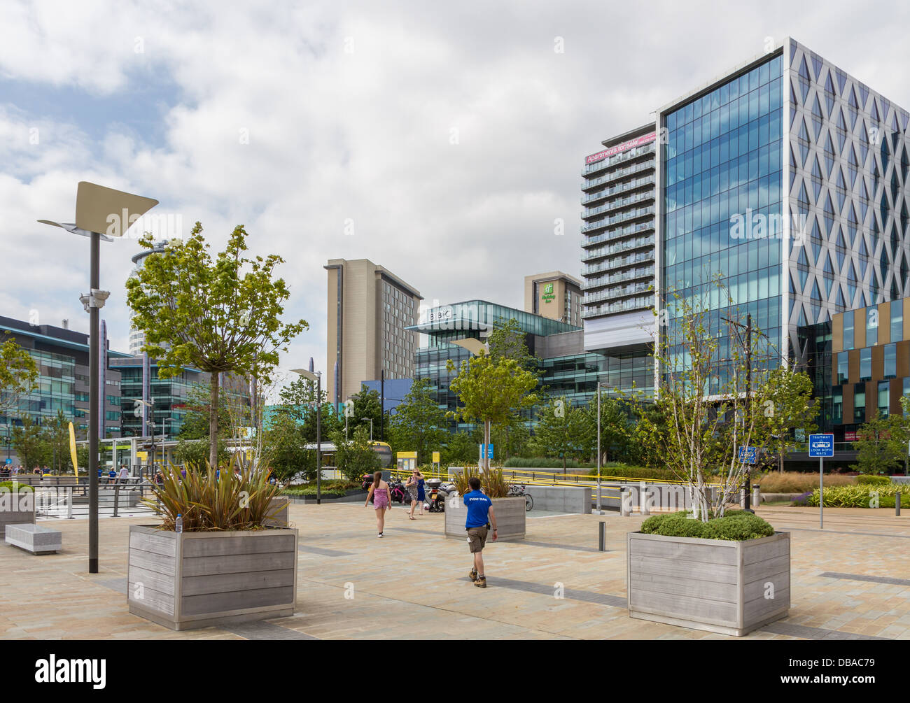 Mediacity con BBC Studios, Università di Salford e appartamenti serviti a Salford Quays. Foto Stock