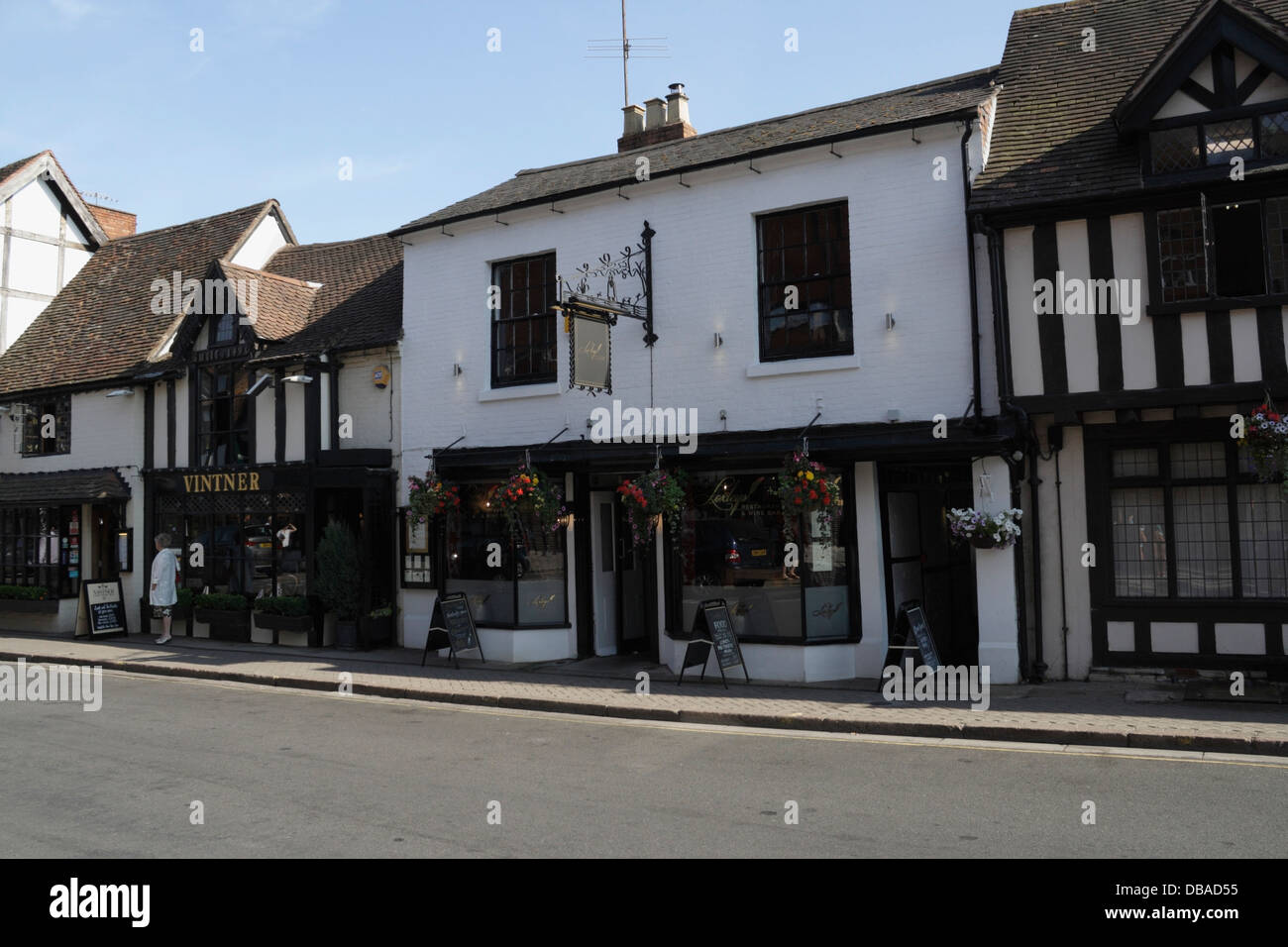 Ristorante / Wine Bar in Sheep Street Stratford Upon Avon Inghilterra Regno Unito ora chiamato Loxleys, edificio classificato Grade II, casa cittadina del XVI secolo Foto Stock