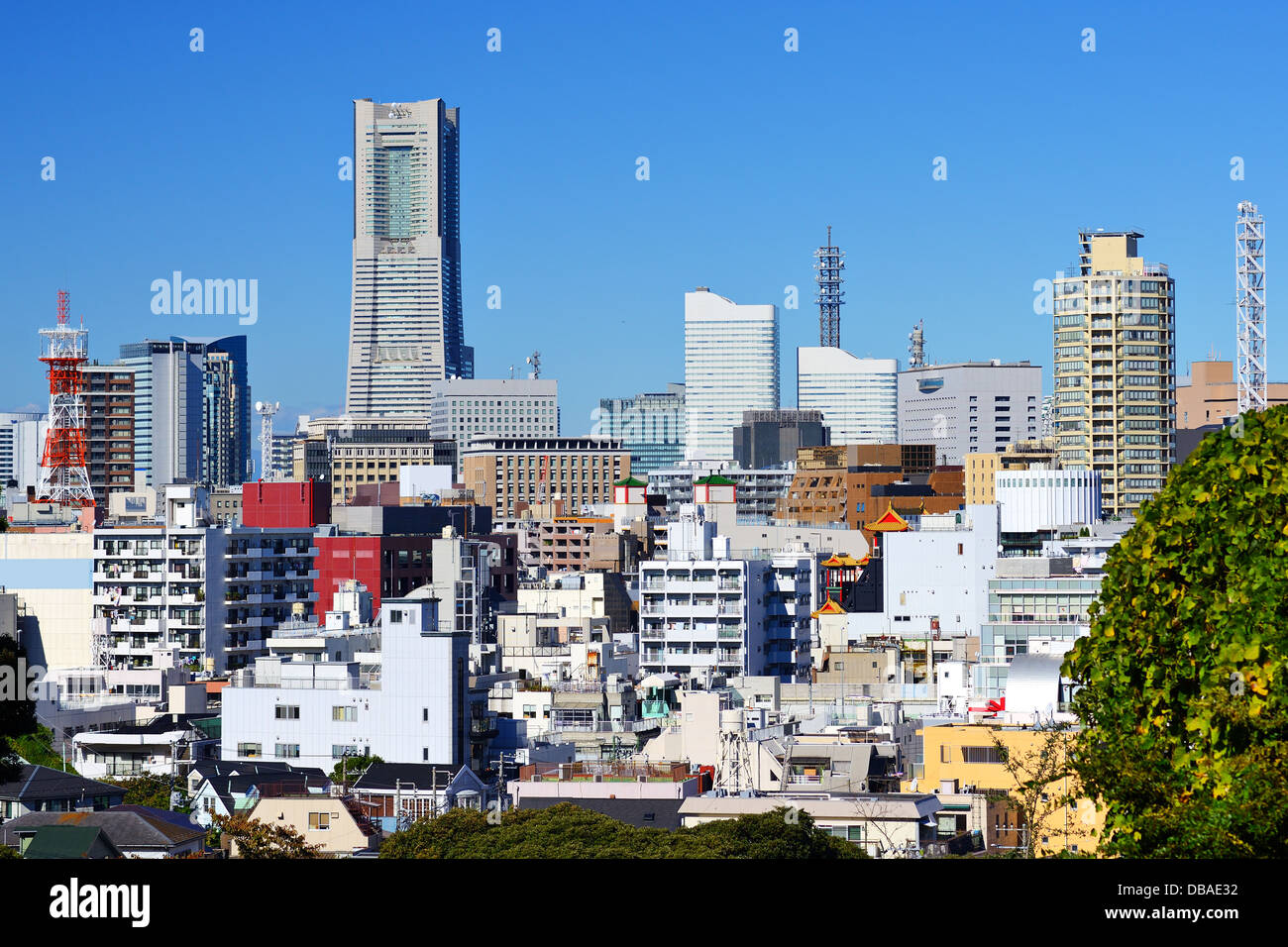 Paesaggio di Yokohama, Giappone, la seconda città più grande del paese. Foto Stock