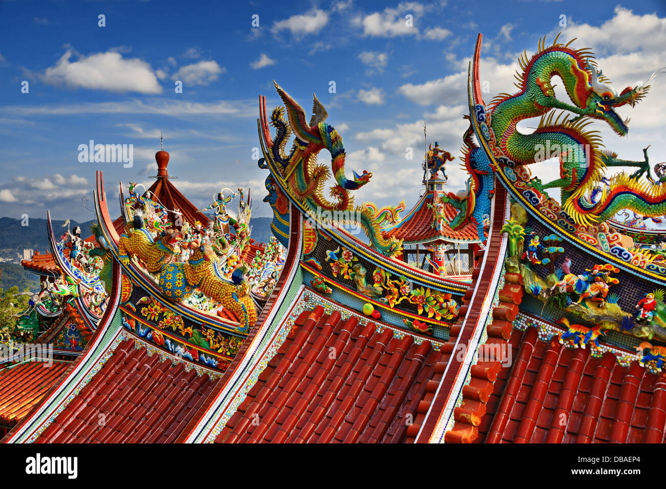 Ornano il tempio Cinese al tempio Bishan in Taipei, Taiwan. Foto Stock