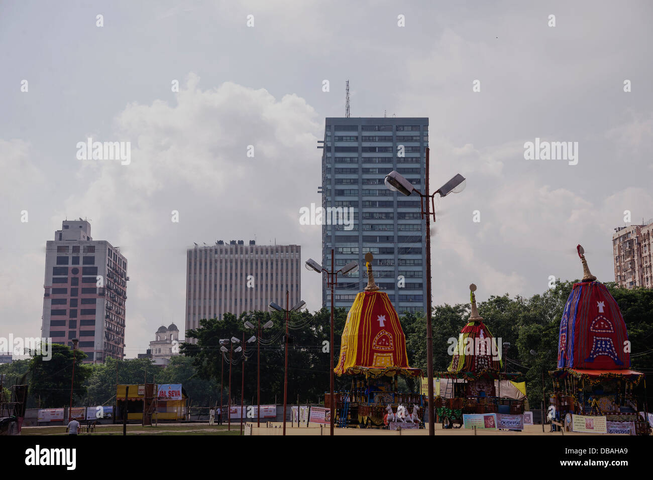 Kolkata maidan parcheggio carri del Signore Jagannath Foto Stock