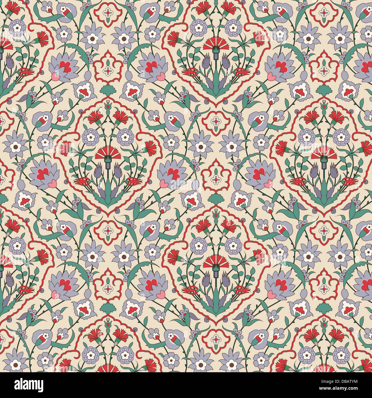 Arabesque seamless pattern con i garofani Foto Stock