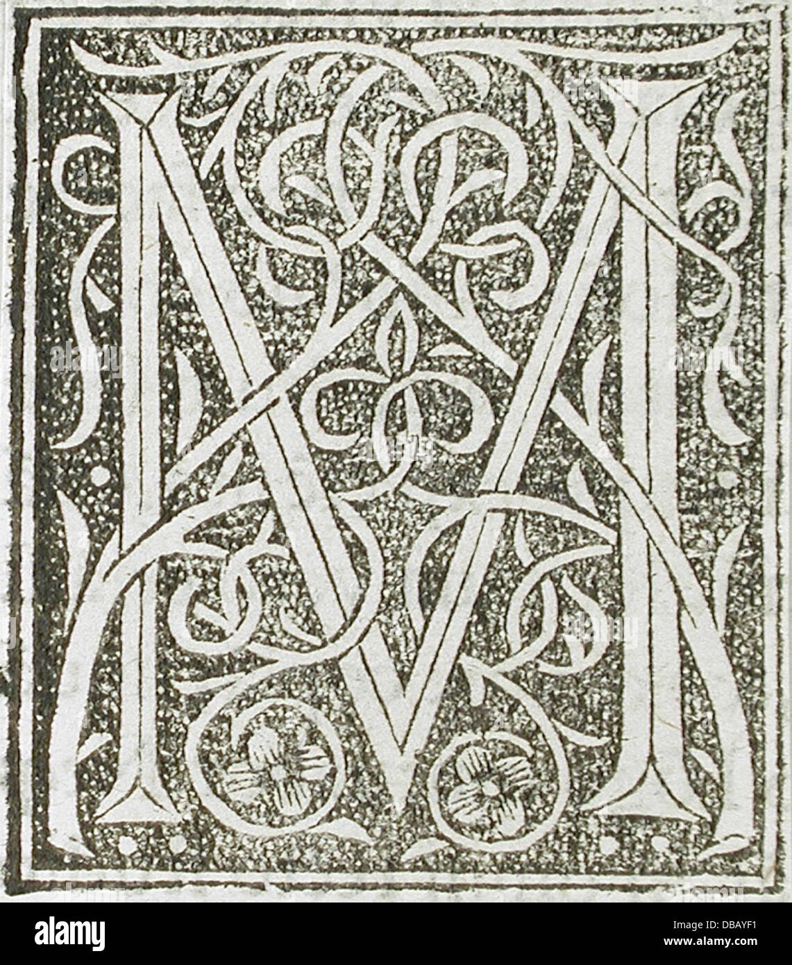 Sedici lettere ornamentali (C, E, M, N, Q, S, V) 53.31.2.12a-p (7 di 16) Foto Stock