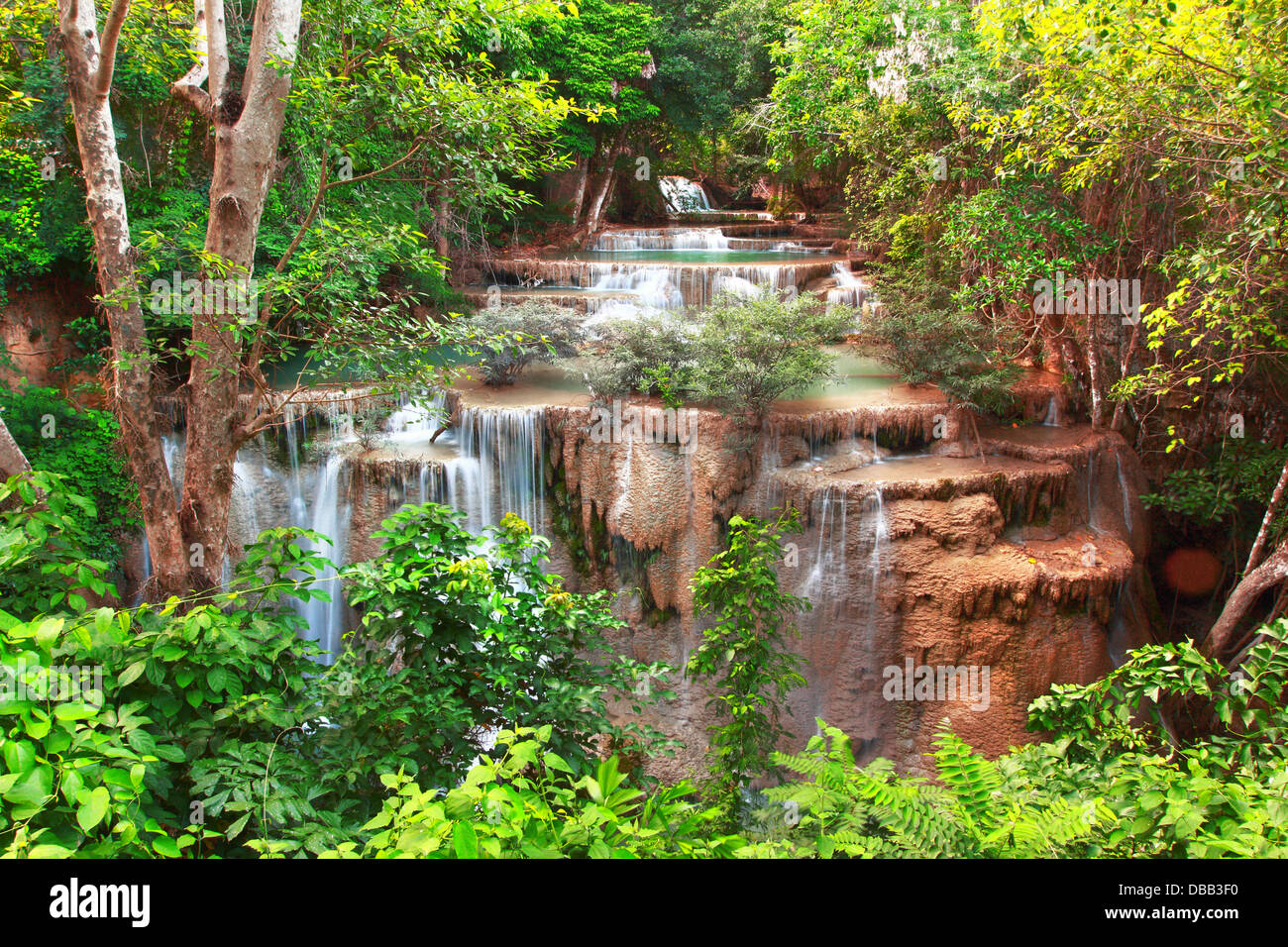 Huay mae kamin cascata in Kanchanaburi, Thailandia Foto Stock