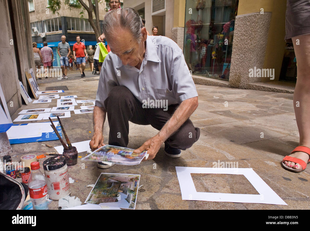 L'artista di strada in Palma de Mallorca. Foto Stock