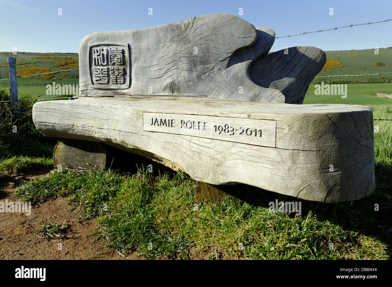 Panca, Compton giù, Isle of Wight, England, Regno Unito, GB. Foto Stock