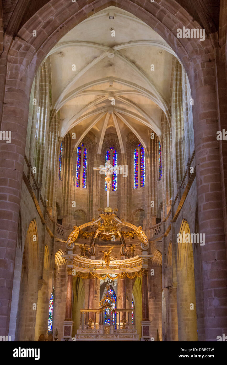 Francia Bretagna, Dinan, St.Sauveur basilica, interno Foto Stock