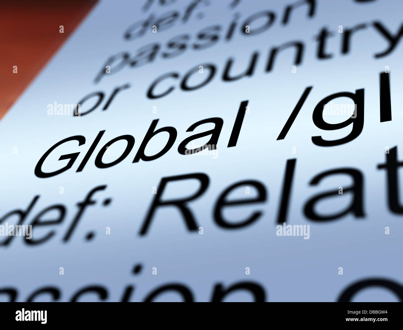 Definizione Globale Closeup che mostra in tutto il mondo o International Foto Stock