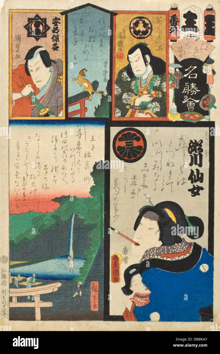 Cascata a Oji; l'Attore Segawa Senjo nel ruolo di Kuzunoha M.2007.152.49 Foto Stock