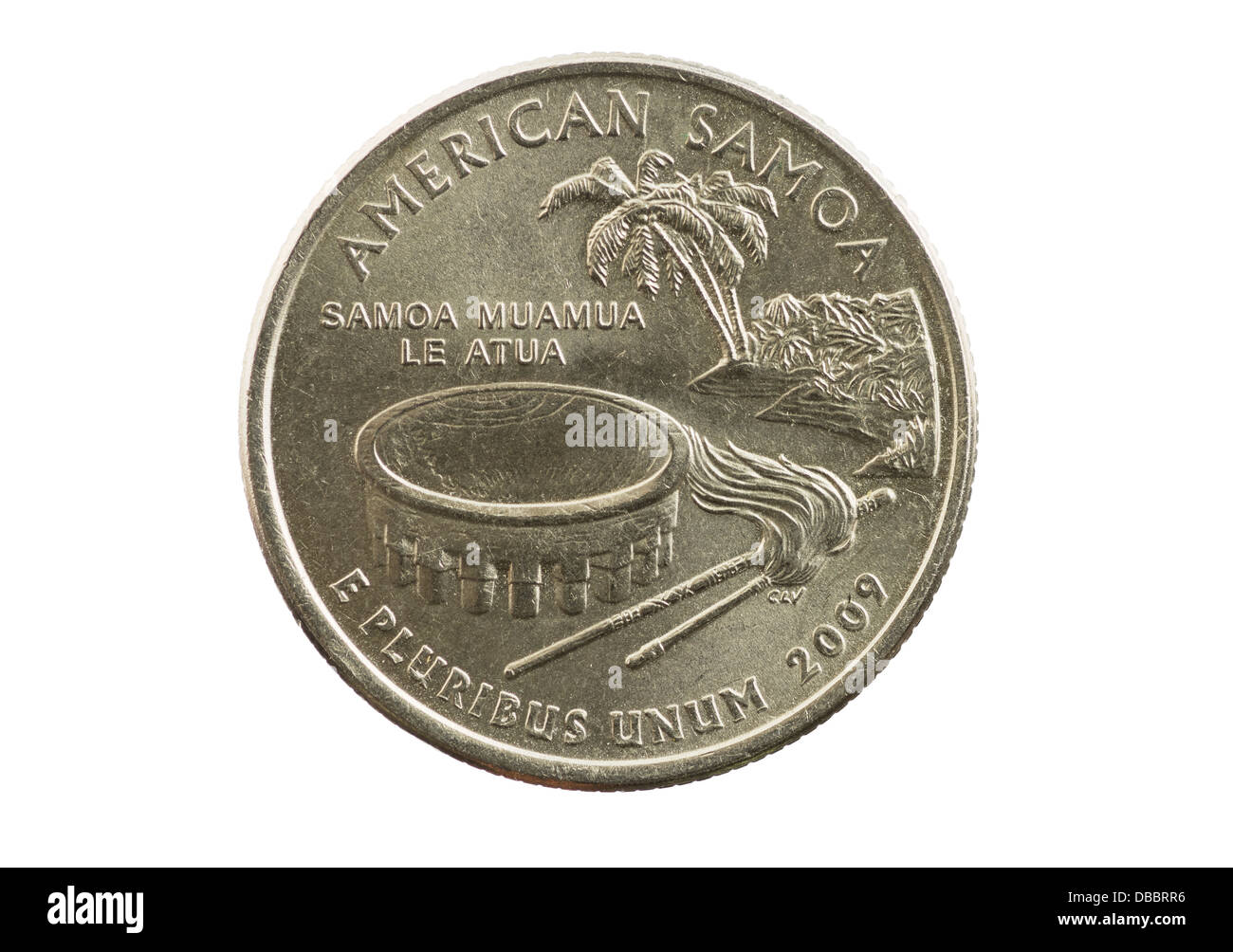 American Samoa trimestre commemorative coin isolato su bianco Foto Stock