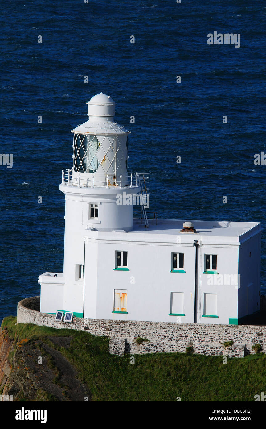 Una vista di Hartland Point lighthouse in North Devon Foto Stock
