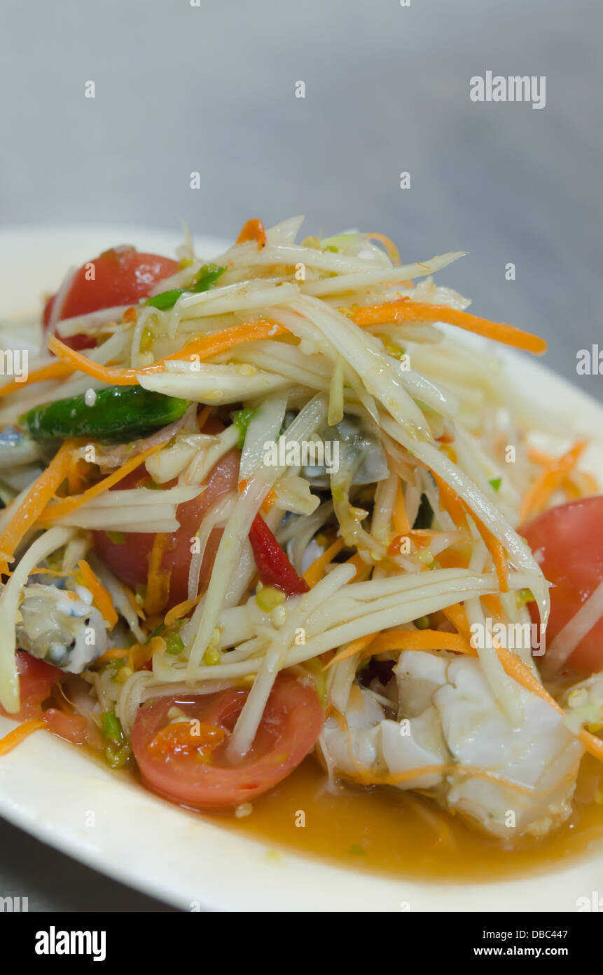 Preferite il cibo tailandese, papaia con insalata di granchio Foto Stock