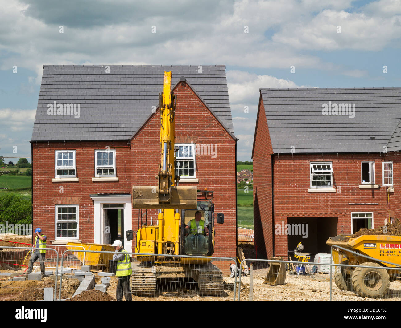 Costruzione di case unifamiliari, Grantham, Lincolnshire, England, Regno Unito Foto Stock