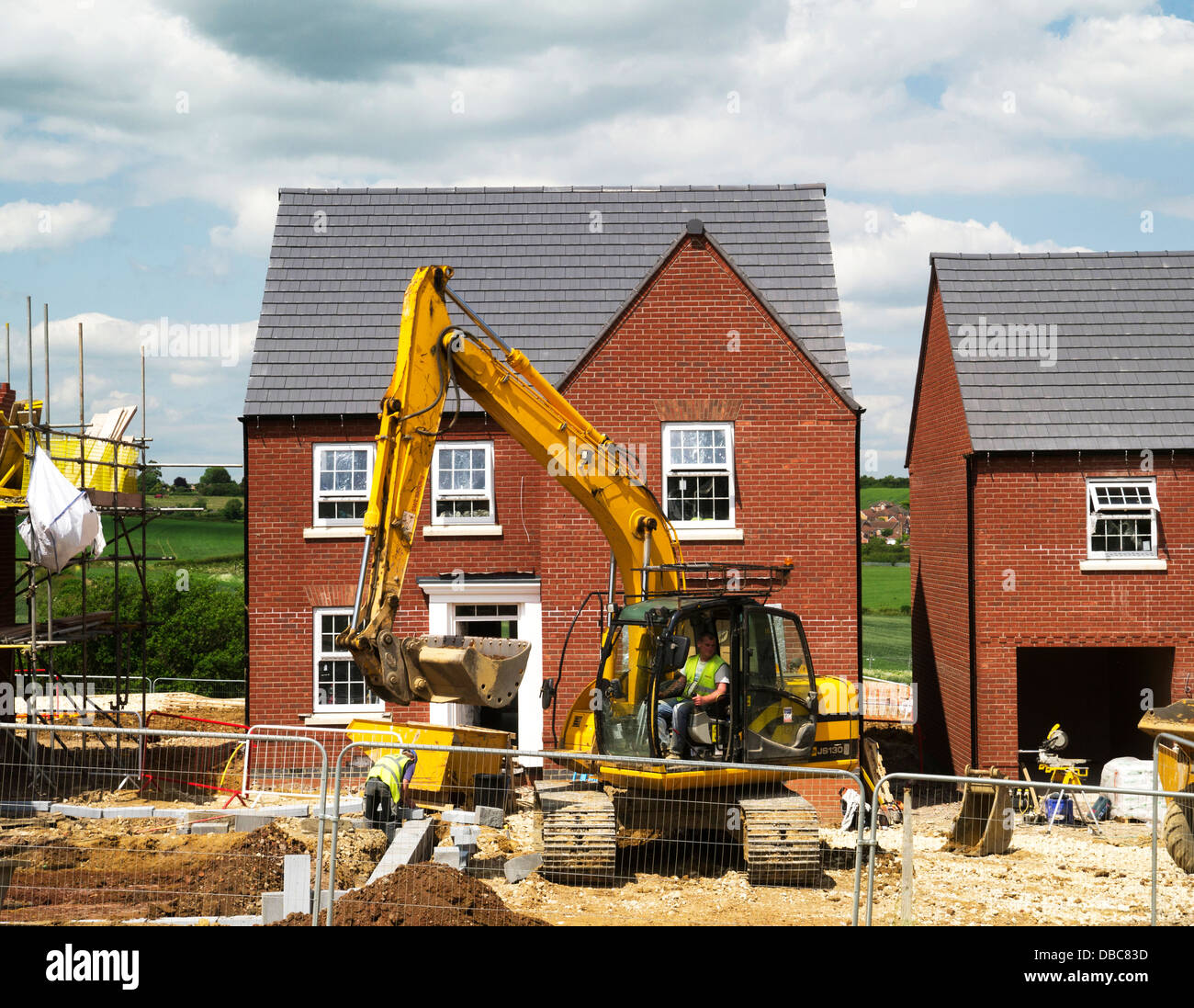 Costruzione di case unifamiliari, Grantham, Lincolnshire, England, Regno Unito Foto Stock