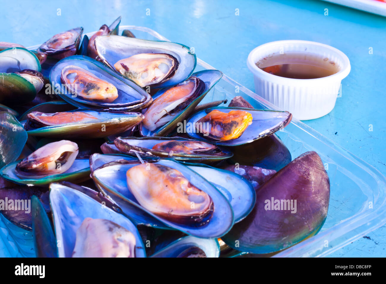 Cozze al vapore Foto Stock