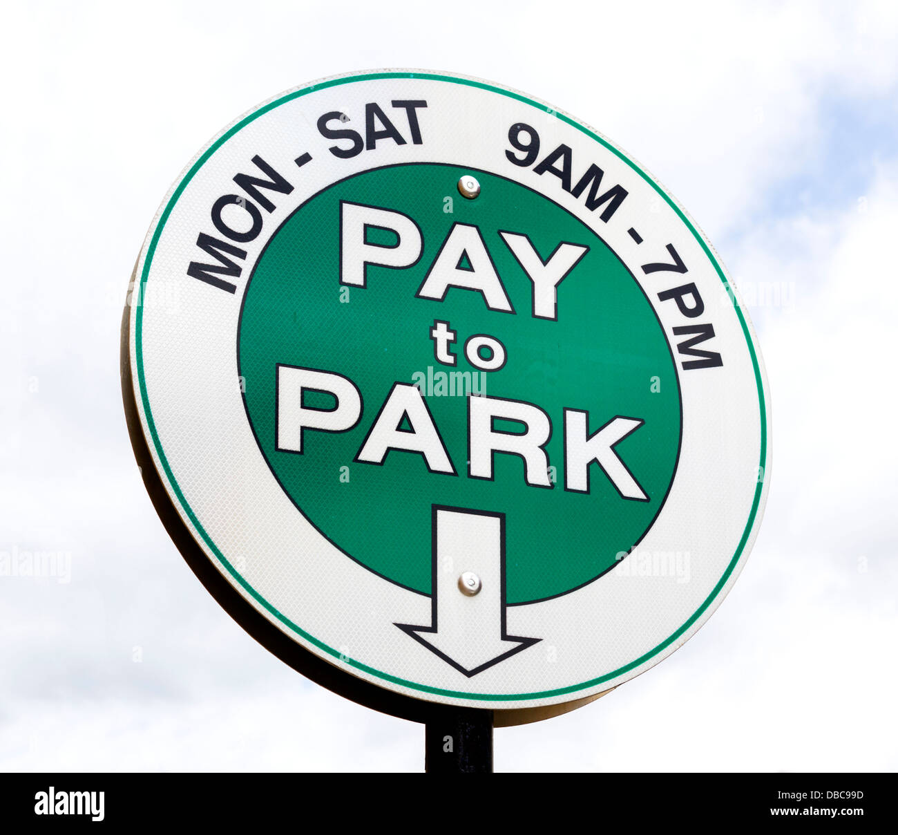 Segno per pagare il parcheggio nel centro di Boulder, Colorado, STATI UNITI D'AMERICA Foto Stock