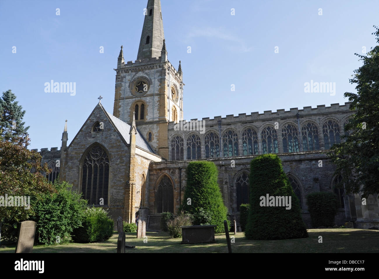La chiesa della Santissima Trinità a Stratford upon Avon dove William Shakespeare è sepolto Foto Stock