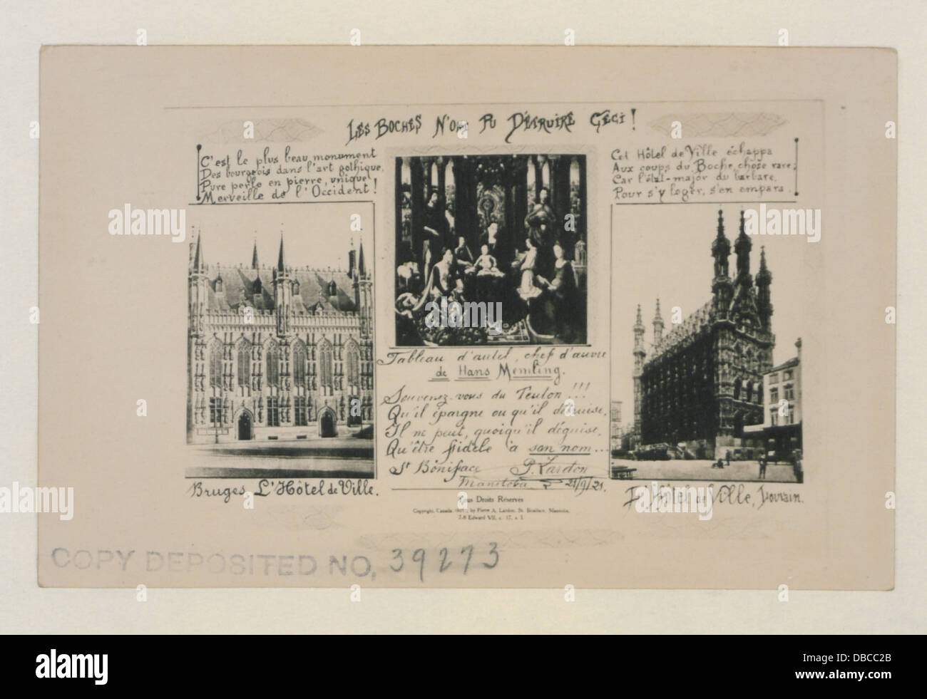 La frase "Les boches n'ont pu détruire ceci!" Si traduce in "i tedeschi non potevano distruggere questo!" L'immagine raffigura la resilienza delle infrastrutture francesi durante la prima guerra mondiale nonostante gli attacchi tedeschi. Foto Stock