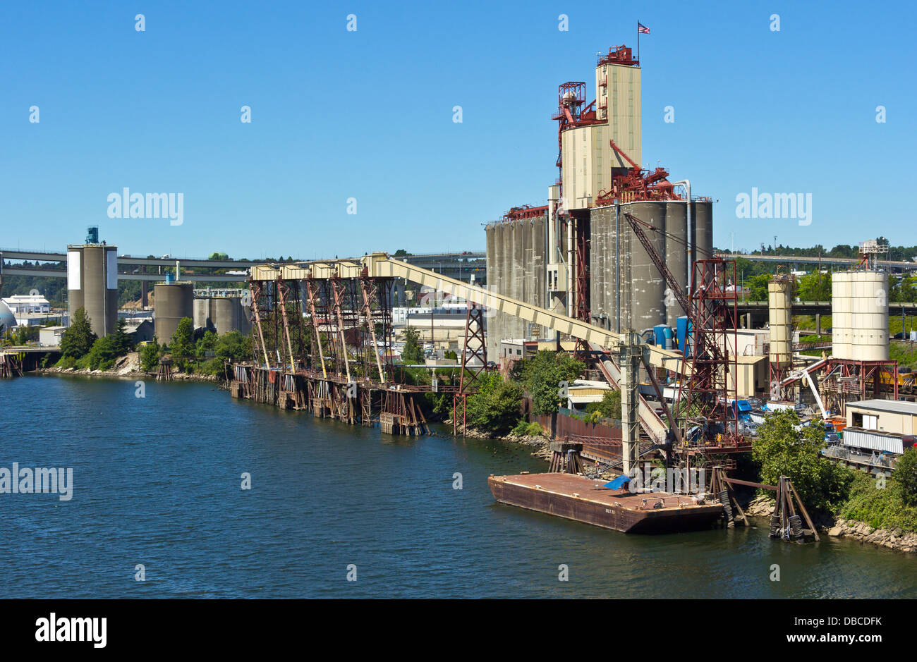 Elevatore granella erogatore senza carico Portland Oregon. Foto Stock