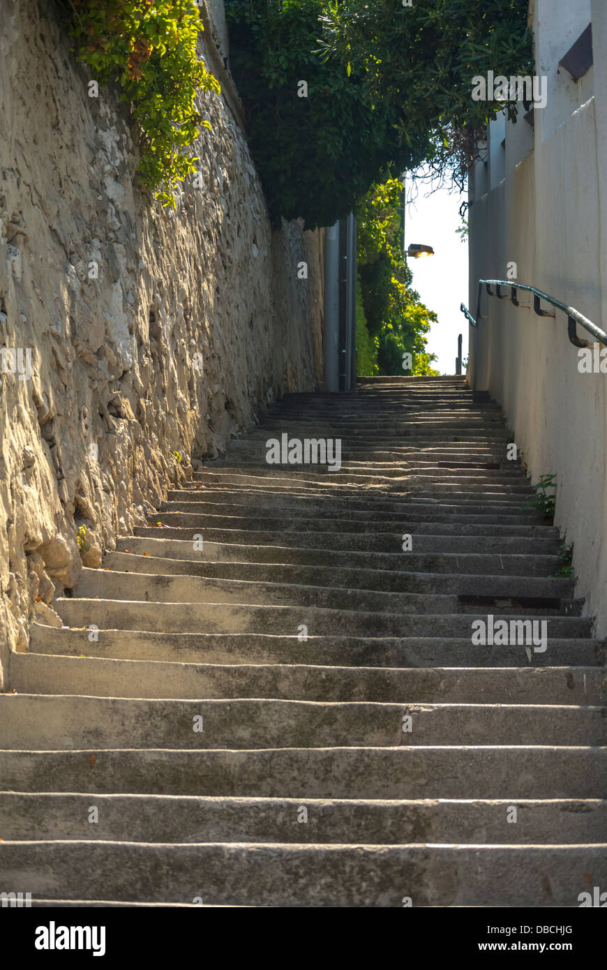 Marseille, Francia, vecchia scalinata di pietra vicino alla costa, 'Rue des Flots Bleus' Foto Stock