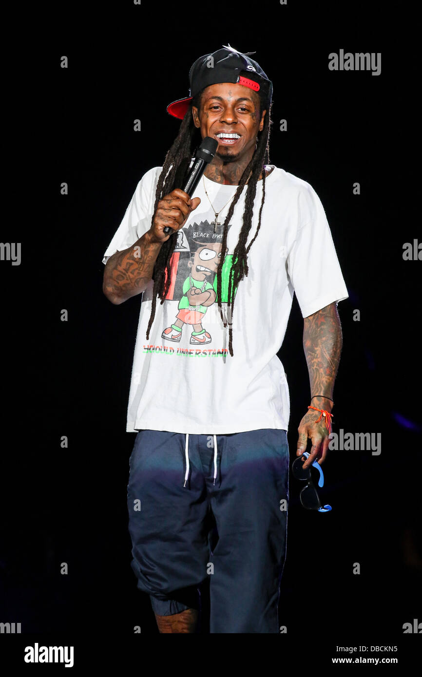 North Carolina, USA, 27 luglio, 2013: Hip Hop artista Lil Wayne esegue in North Carolina Credit: Andy Martin Jr/Alamy Live News Foto Stock