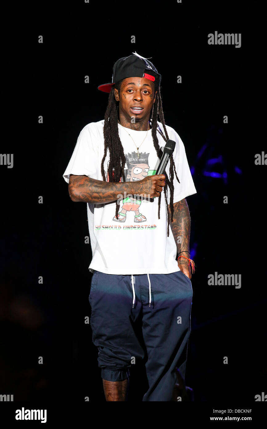 North Carolina, USA, 27 luglio, 2013: Hip Hop artista Lil Wayne esegue in North Carolina Credit: Andy Martin Jr/Alamy Live News Foto Stock
