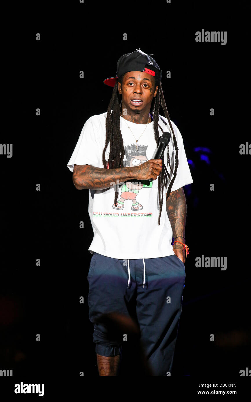 North Carolina, USA, 27 luglio, 2013: Hip Hop artista Lil Wayne esegue in North Carolina Credit: Andy Martin Jr/Alamy Live News Foto Stock