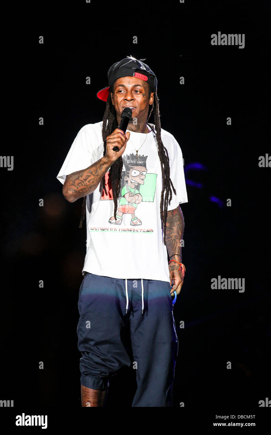 North Carolina, USA, 27 luglio, 2013: Hip Hop artista Lil Wayne esegue in North Carolina Credit: Andy Martin Jr/Alamy Live News Foto Stock