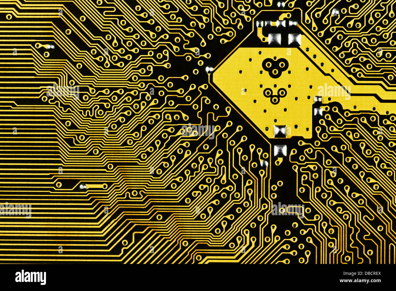 Circuito elettrico sullo sfondo della scheda close up Foto Stock