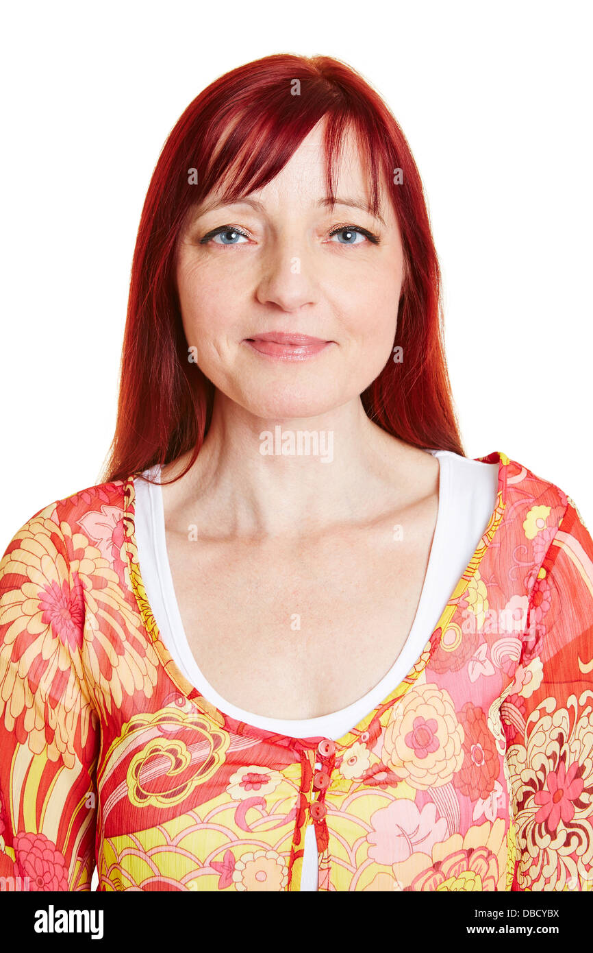 Ritratto di best ager donna con capelli rossi Foto Stock