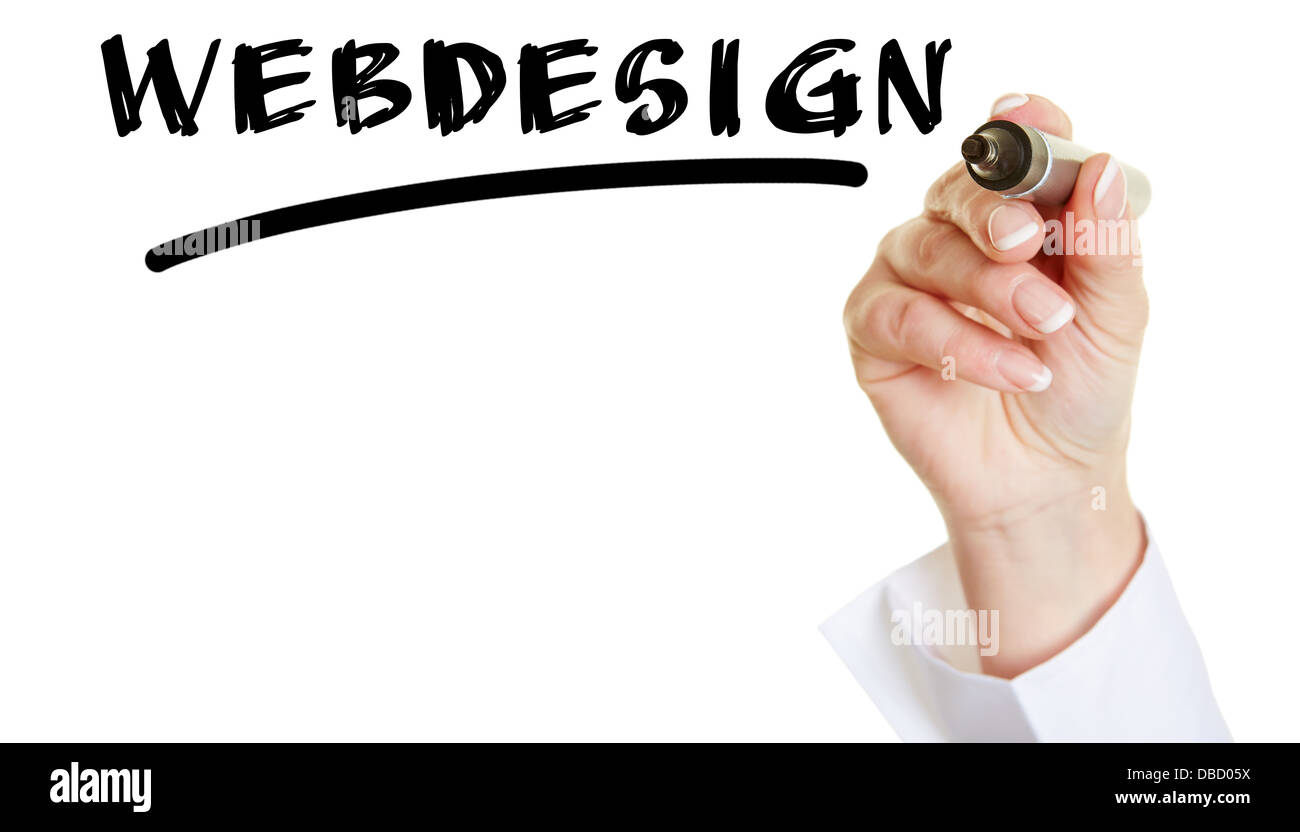 Business la scrittura a mano la parola Webdesign con una penna nera Foto Stock
