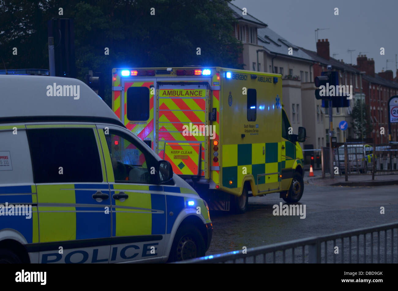 Park Road, Gloucester, omicidio, 27/8/13, fatale accoltellato, scena del crimine Foto Stock