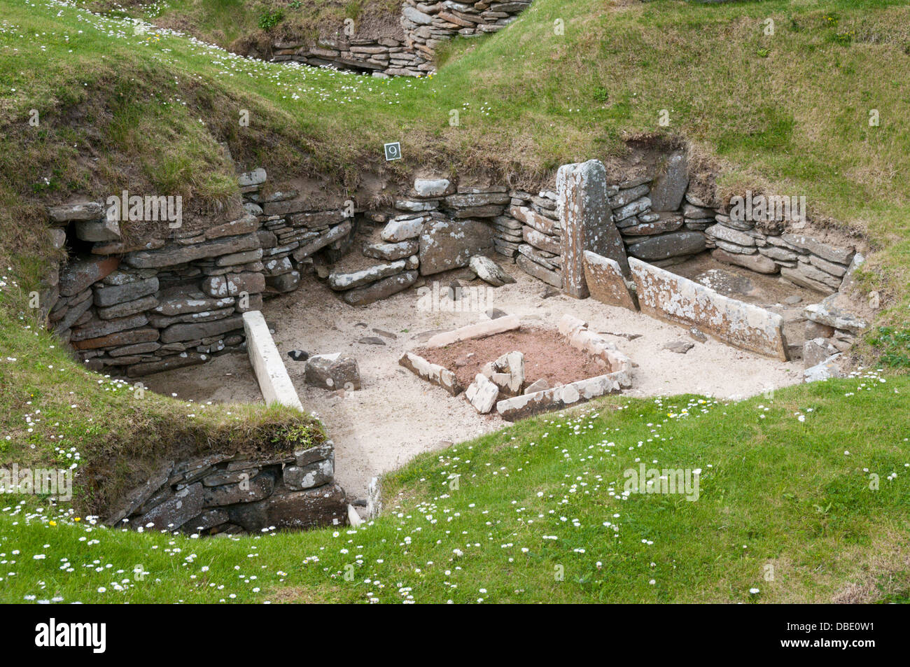 Casa 9 a Skara Brae è il meglio conservato della prima fase di edifici. Foto Stock