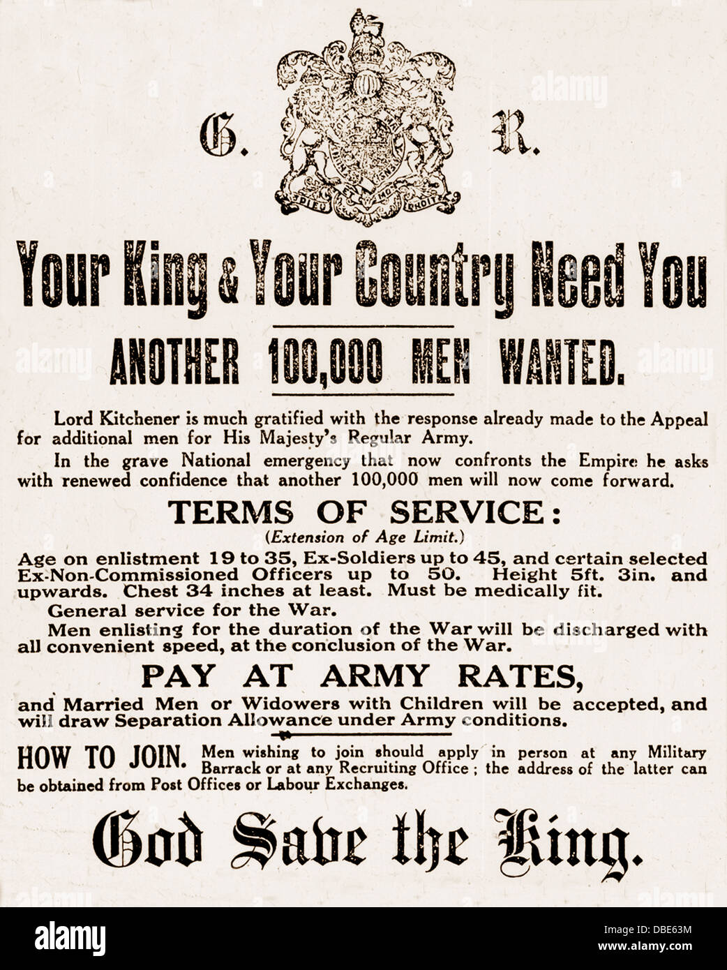 Lord Kitchener assunzione Poster WW1 Foto Stock