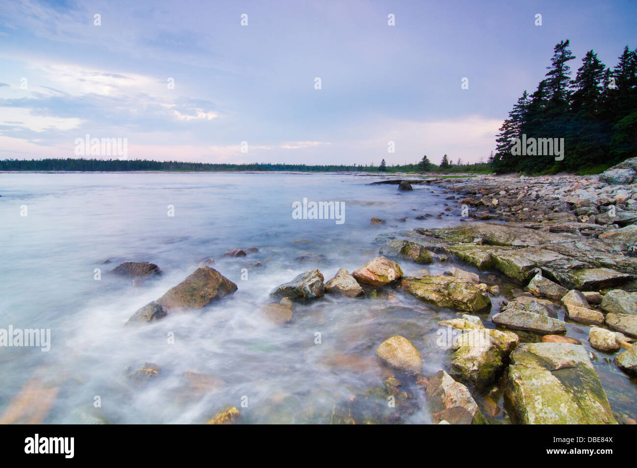Alta Marea nell'isola di Mount Desert, Parco Nazionale di Acadia, Maine Foto Stock