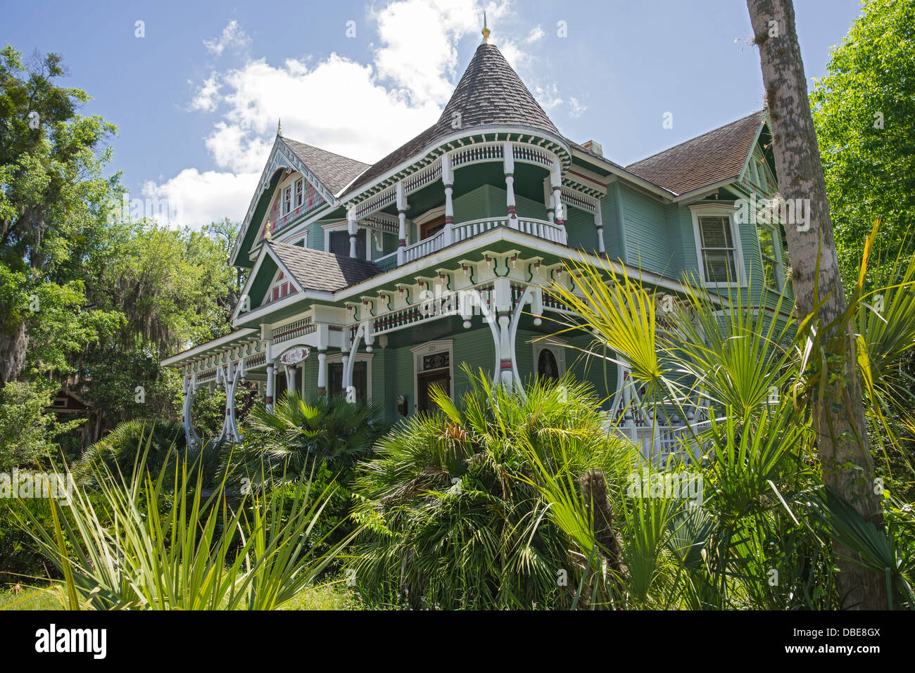 American Queen Anne Revival casa vittoriana nel quartiere storico di Gainesville, Florida. Foto Stock