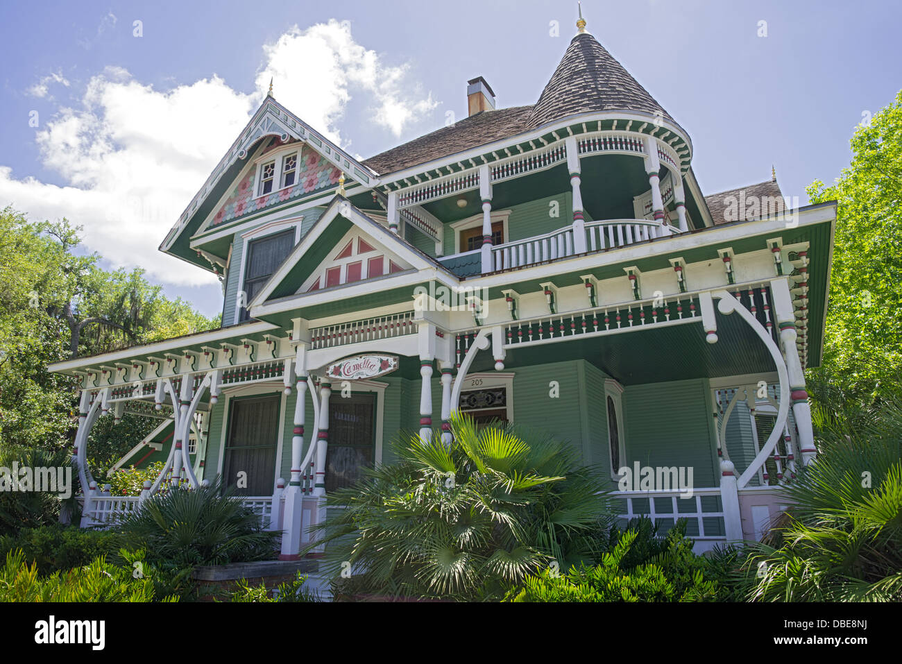 American Queen Anne Revival casa vittoriana nel quartiere storico di Gainesville, Florida. Foto Stock