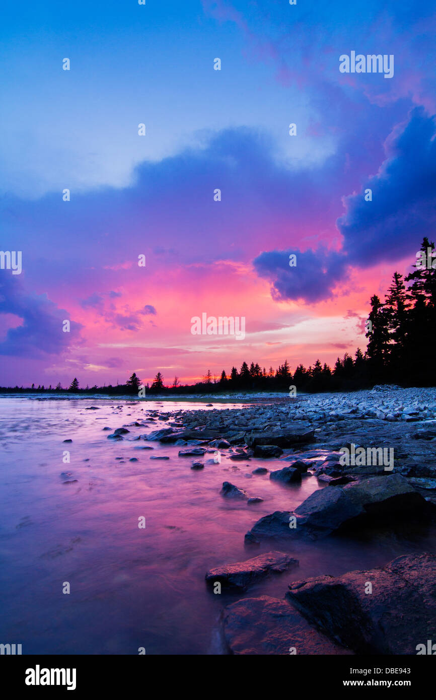 Viola tramonto nell'isola di Mount Desert, Parco Nazionale di Acadia, Maine Foto Stock