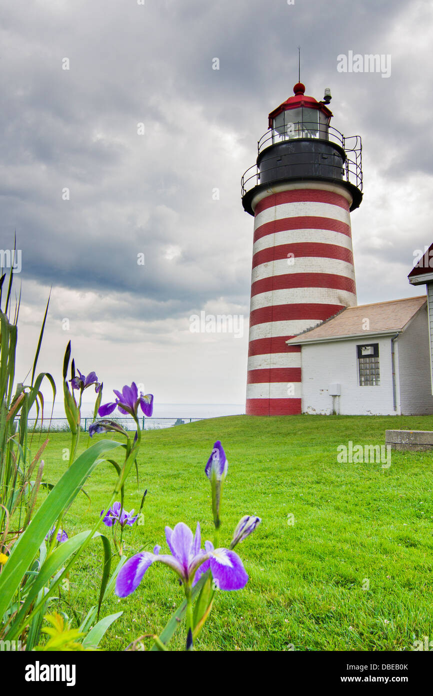 West Quoddy Head Lighthouse : la più orientale punto NEGLI STATI UNITI Foto Stock