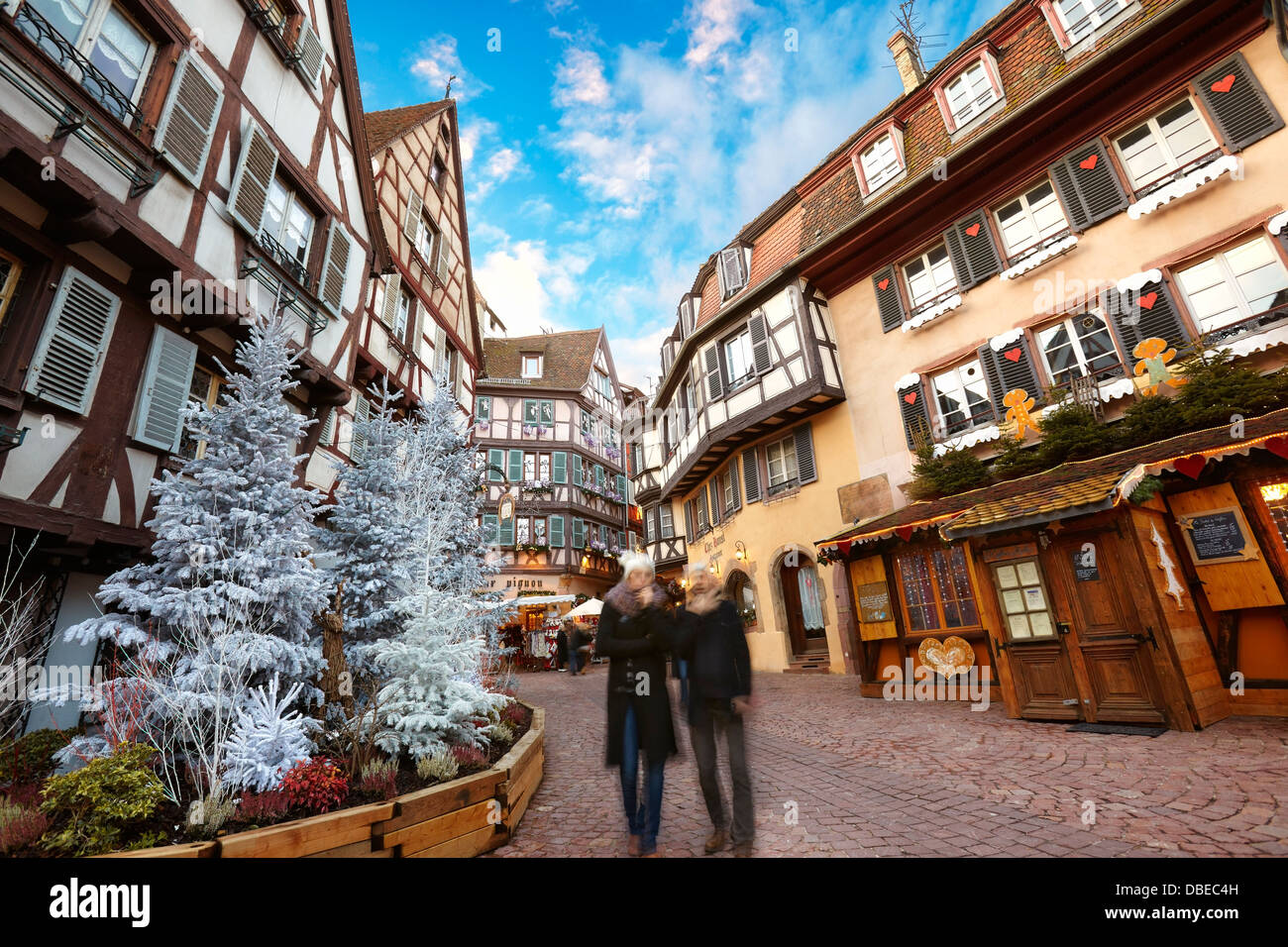 Centro Città con decorazione di Natale. Colmar. Strada del vino. Haut-Rhin. L'Alsazia. Francia Foto Stock