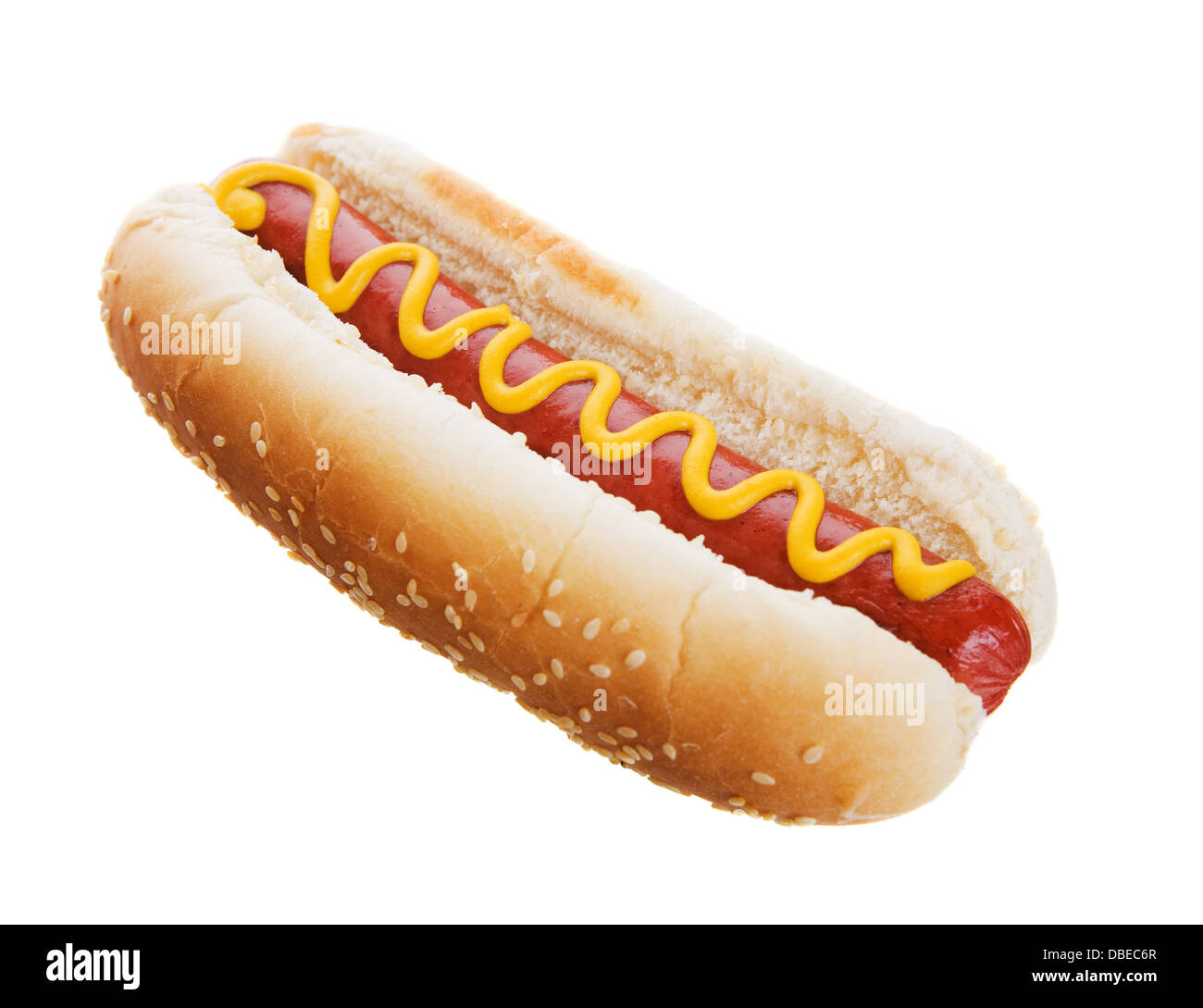American hot dog su sfondo bianco Foto Stock
