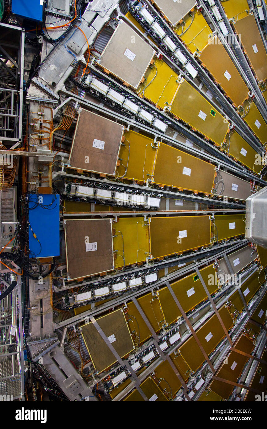 Vista parziale della grande Ruota di muoni del rivelatore ATLAS presso il Large Hadron Collider, CERN Foto Stock