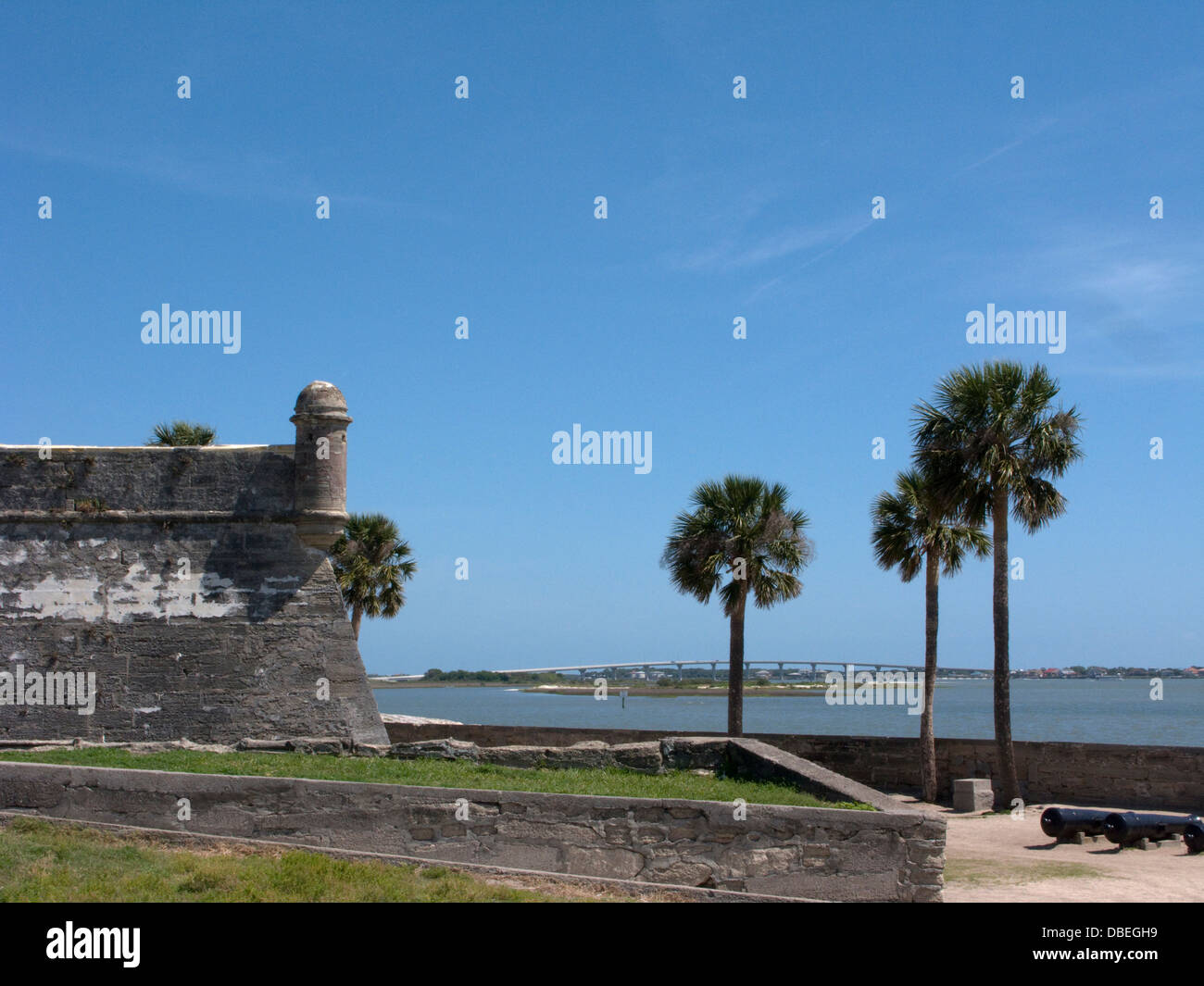 Palme CASTILLO SAN MARCO monumento nazionale Matanzas Baia sant Agostino Florida USA Foto Stock