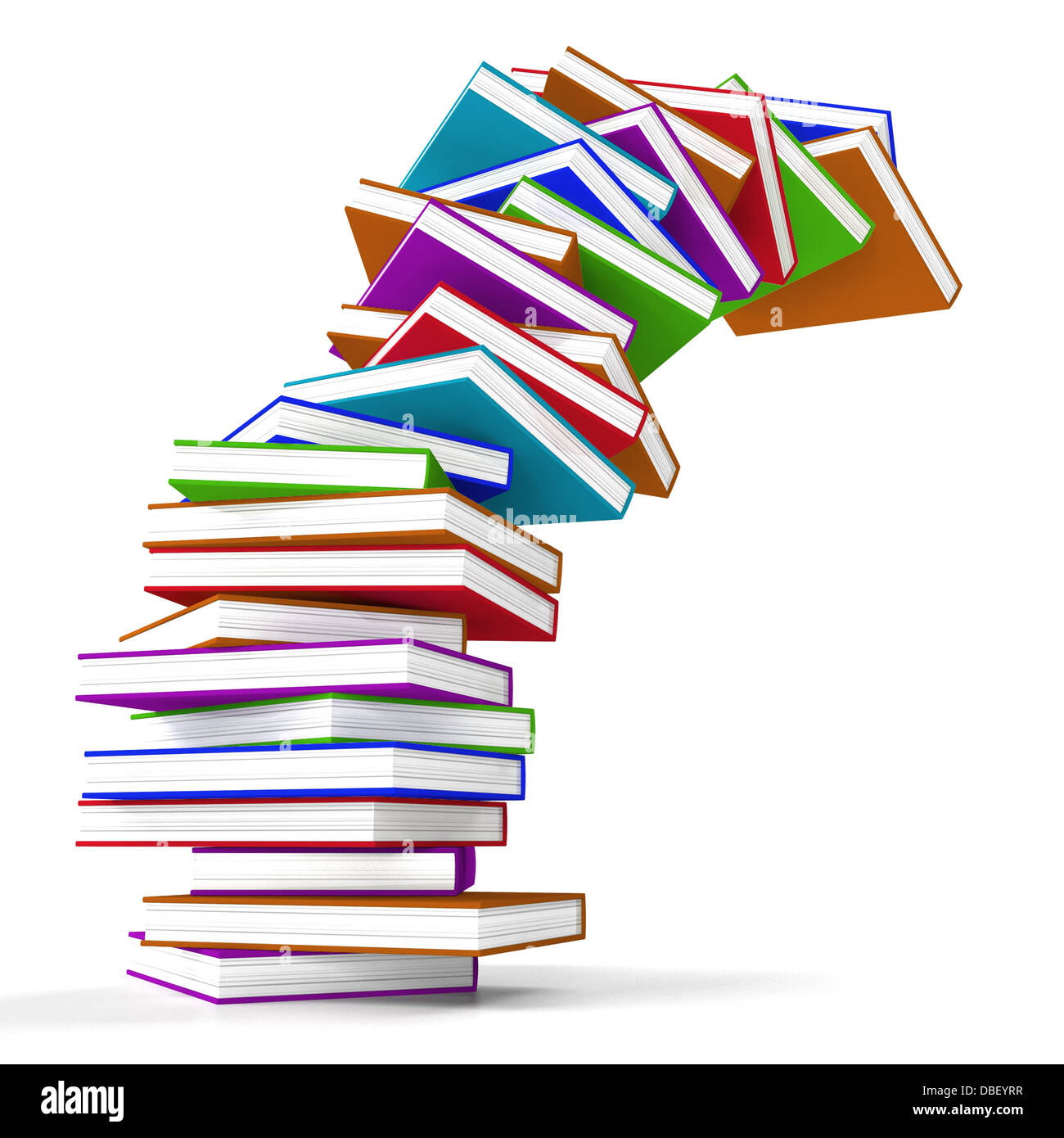 Pila di colorati che rientrano i libri in rappresentanza di apprendimento e Educat Foto Stock