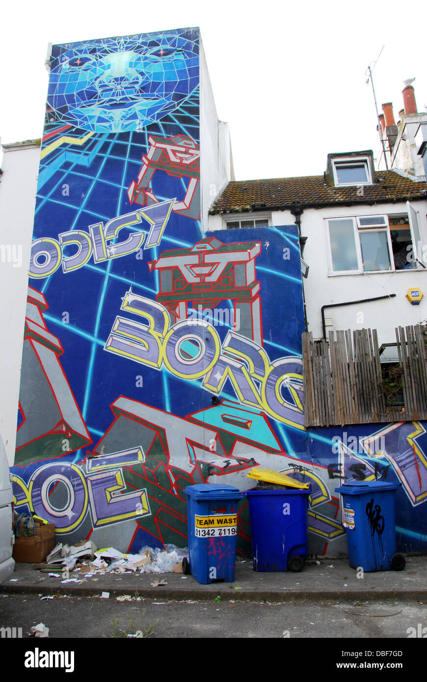 Art Graffiti nel North Laine distretto di Brighton, Regno Unito, Foto Stock