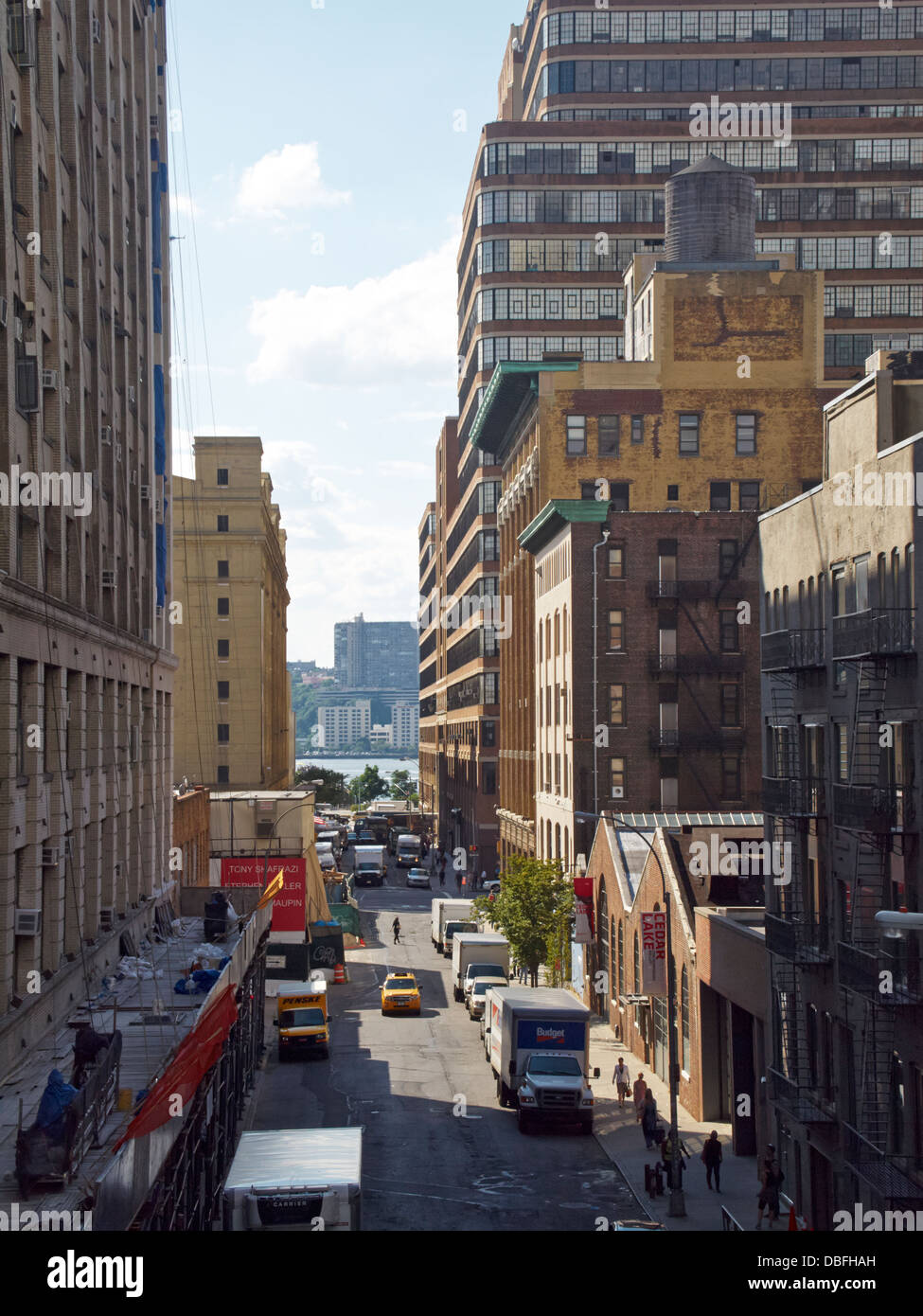 West Side di Manhattan a New York City come visto dalla linea alta Park Foto Stock