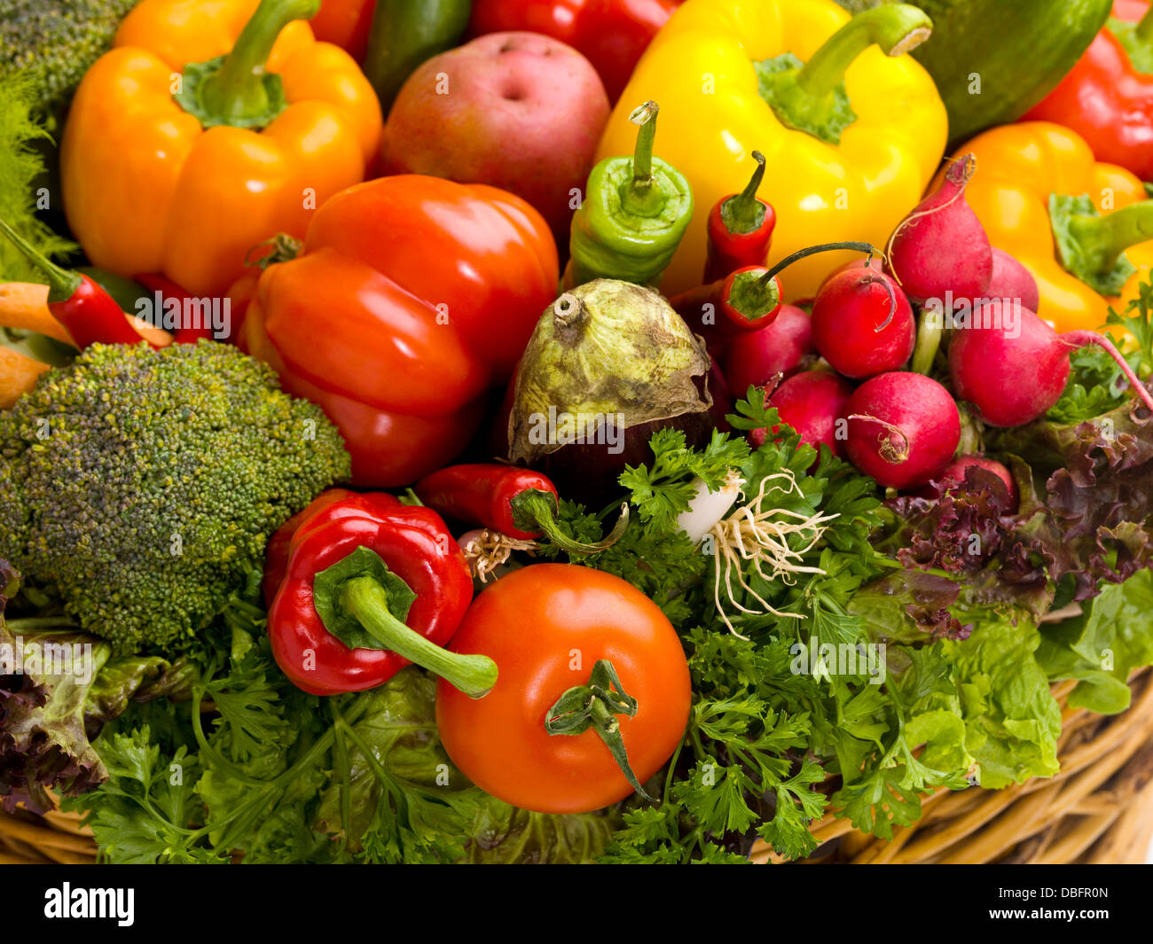 Chiusura del cestello di verdure Foto Stock