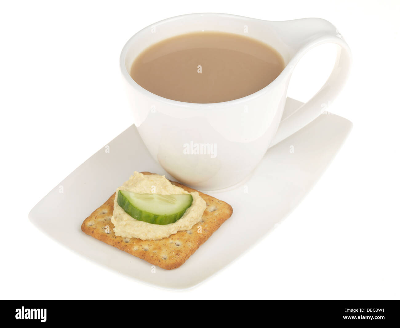 Tè con houmous sul cracker Foto Stock